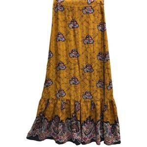RAPSODIA PRINTED SILK MAXI SKIRT S